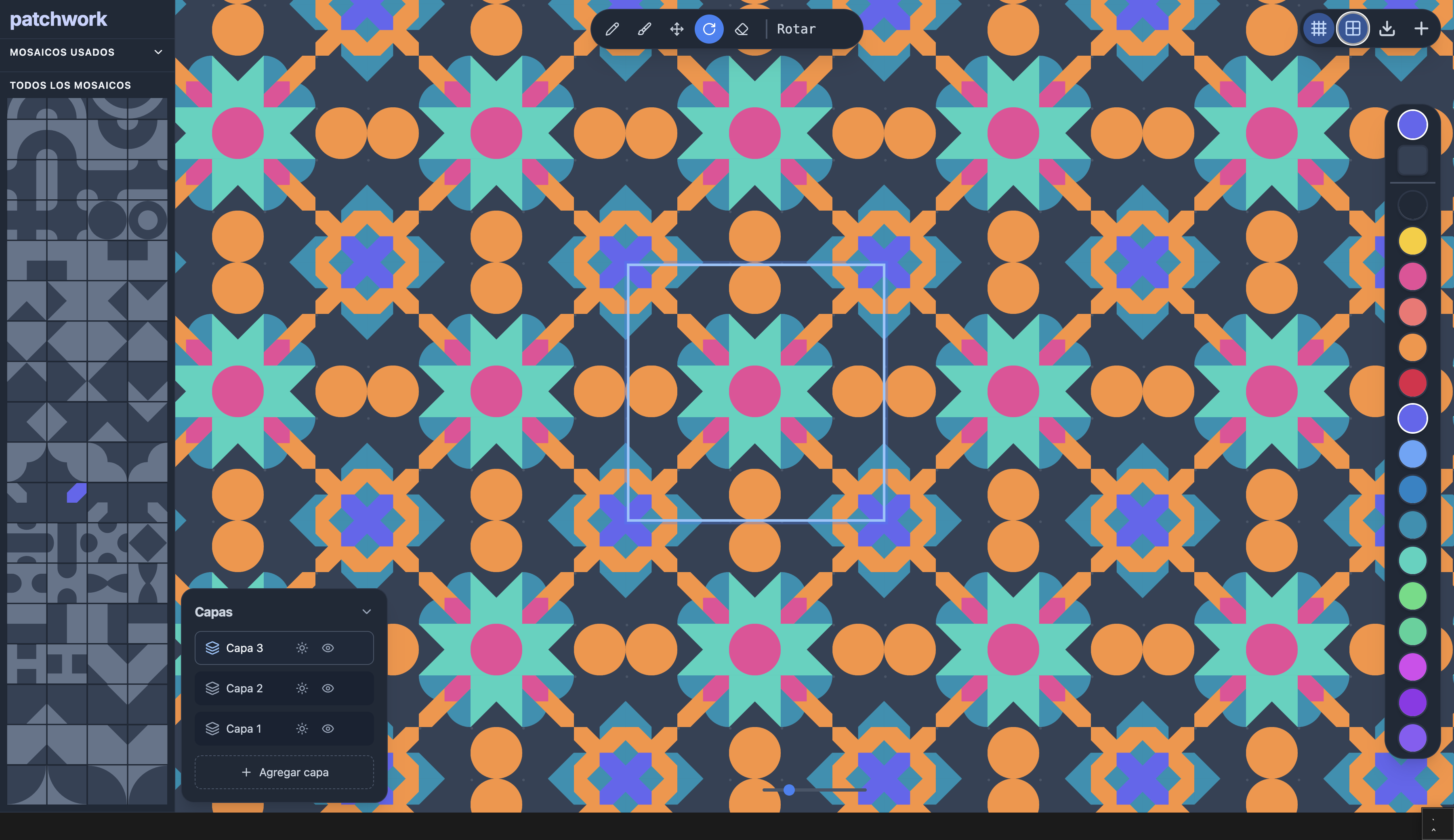 The same motif repeated across the canvas to verify continuity and rhythm.