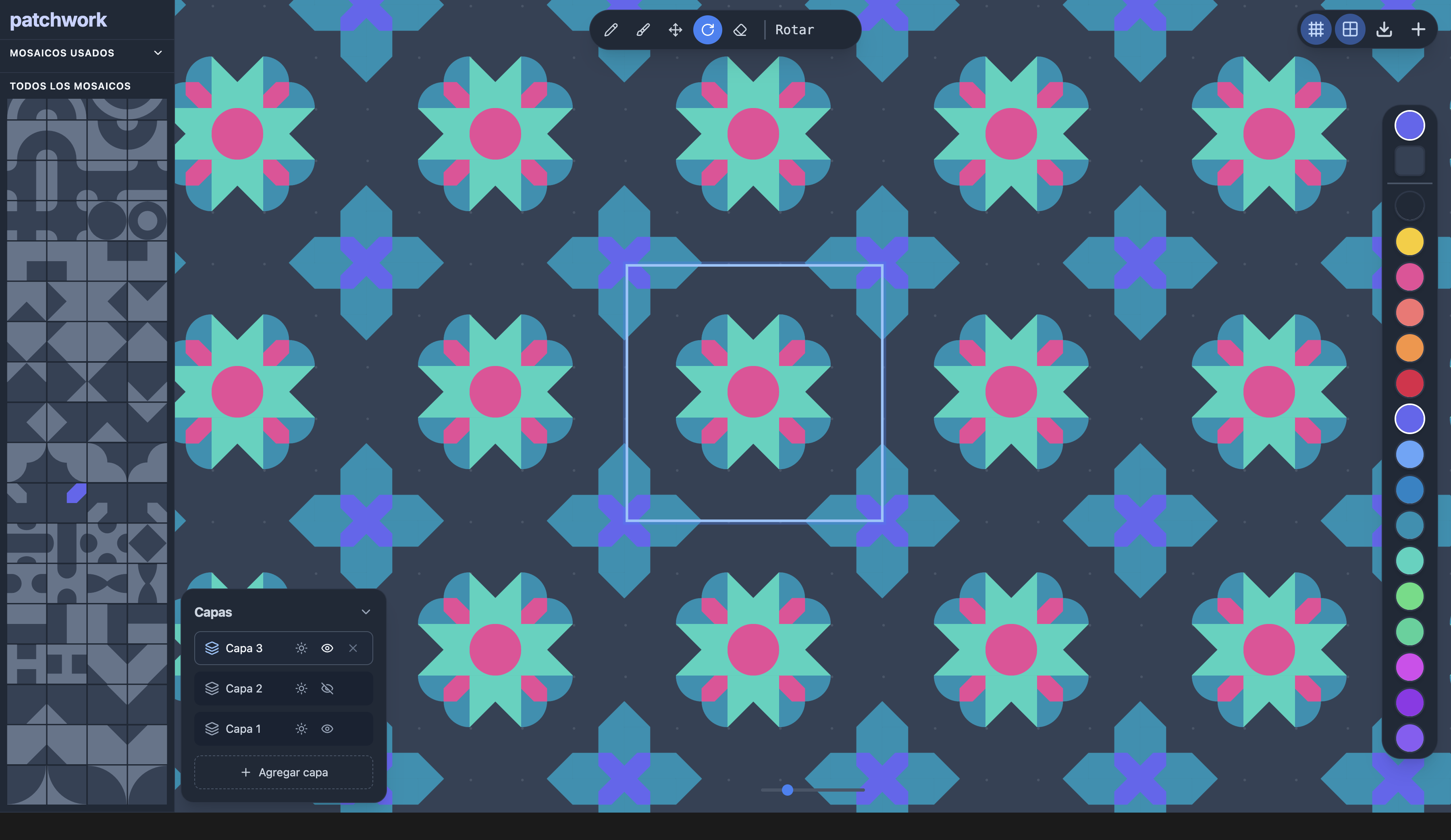 With one accent layer hidden, the repeat still reads while the structure becomes easier to inspect.